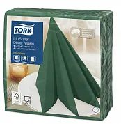 478847 Салфетки для ужина Tork Premium LinStyle зеленая горная сосна однослойные, 39 х 39 см, 50 листов