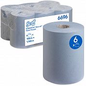 6696 Бумажные полотенца Scott Essential Slimroll синие однослойные, 6 рулонов по 190 метров
