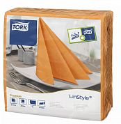 478851 Салфетки для ужина Tork Premium LinStyle оранжевые однослойные, 39 х 39 см, 50 листов